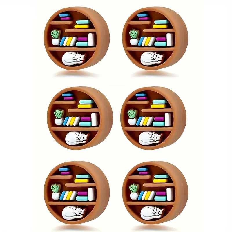 TEMU A Set Of Bookshelf Designs Featuring 3d Silicone Focus Beads, Suitable For Pens, Silicone Loose Beads For Making Bracelets, Necklaces, Straps,