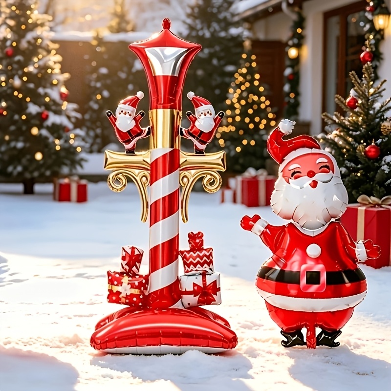TEMU articles populaires qui complètent parfaitement les ballons en feuille de Noël, comprenant des ballons de lampadaires de Noël et du Père Noël,