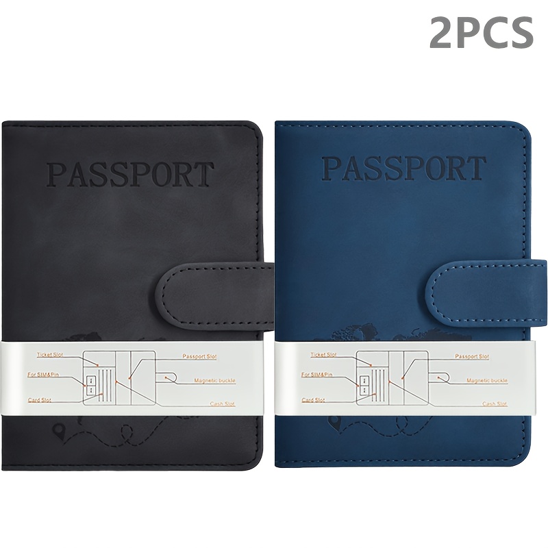TEMU 2 Sets Anti-magnetic Rfid Color-changing Pu Map Multi-functional Passport Case Ticket Holder