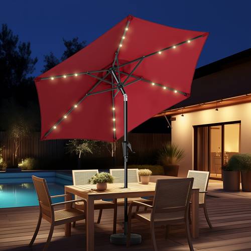 7 5ft solar patio umbrella solar light led lighting outdoor umbrella with button tilt with uv protection for garden deck backyard swimming pool outdoor patio umbrella