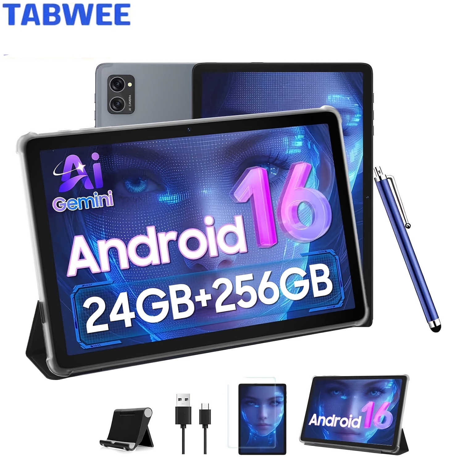   t20 new 2026 tablet hd ips large screen     core   cpu 24 8 16 gb   256 gb rom 2 tb expand 8 mp 5 mp dual cameras long   face unlock   l1   ai 90 hz high refresh rate wireless