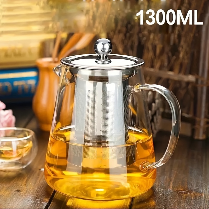 Image of 1 High-quality Thick Glass Teapot For Brewing Tea And Coffee - Heat-resistant, Dishwasher Washable, Ideal For Brewing Coffee, Flower Tea, And Loose Leaf Tea