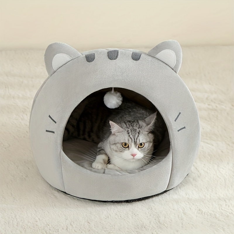 Cozy Cat Bed - Soft, Breathable Polyester Nest for All Seasons | Classic Style Kitten House with Cushion Mat | Ideal for Small to Large Cats, Cat Basket, Sleep Basket