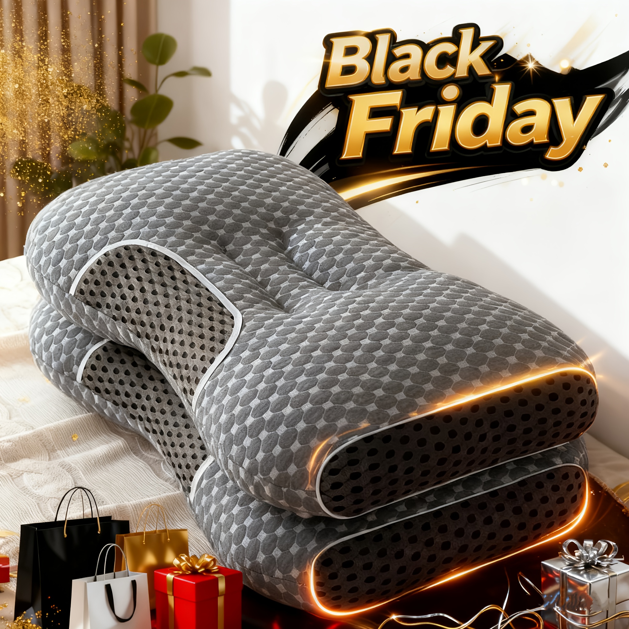 TEMU Black Friday : 1/2pcs Soft Massage Neck Pillow | Adjustable Ergonomic Support With Detachable Cover For
