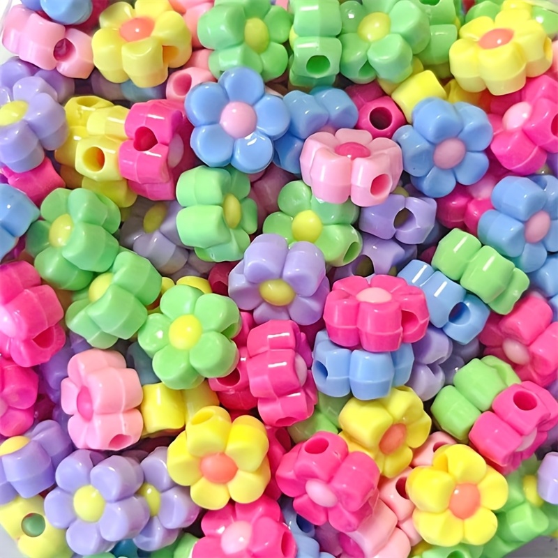 Image of 50pcs Vibrant Multicolor Acrylic Flower Beads Kit - Glossy 5 Petal For Diy Bracelets & Necklaces, Perfect Craft Supplies For Jewelry Making, Beads For Jewelry Making