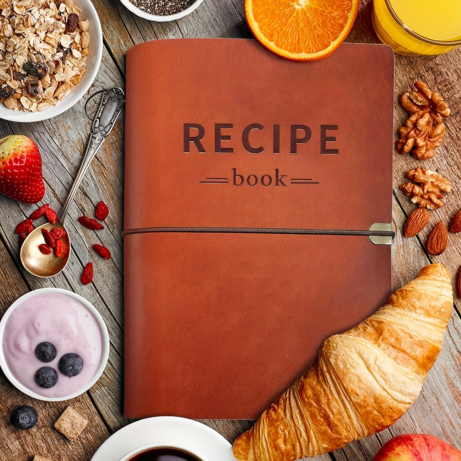 E-shop Professionelles mit PU-Leder-Wasserfestem Cover – Leeres Rezeptbuch für , Kochbuchautoren & Catering-Unternehmen – Inklusive Indexseiten &