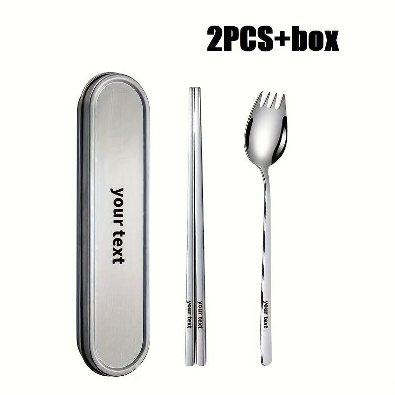 personalized customization 2 3 4pcs set of silvery 304 material portable tableware salad   spoon chopsticks and stainless steel box suitable for outdoor picnics home kitchens and durable tableware outdoor travel tableware Product details 8