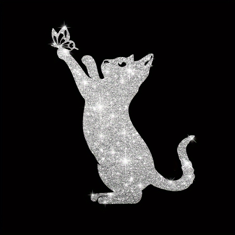 A Shiny Cute Cat With Sticker, Suitable For Car Truck Laptop Wall And Other Decorations