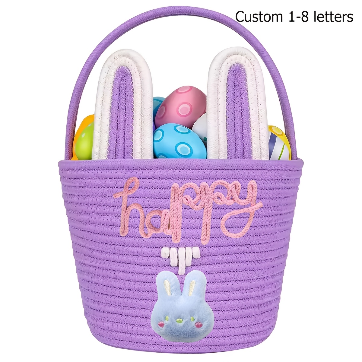 Personalized Custom Name Woven Rabbit Storage Basket