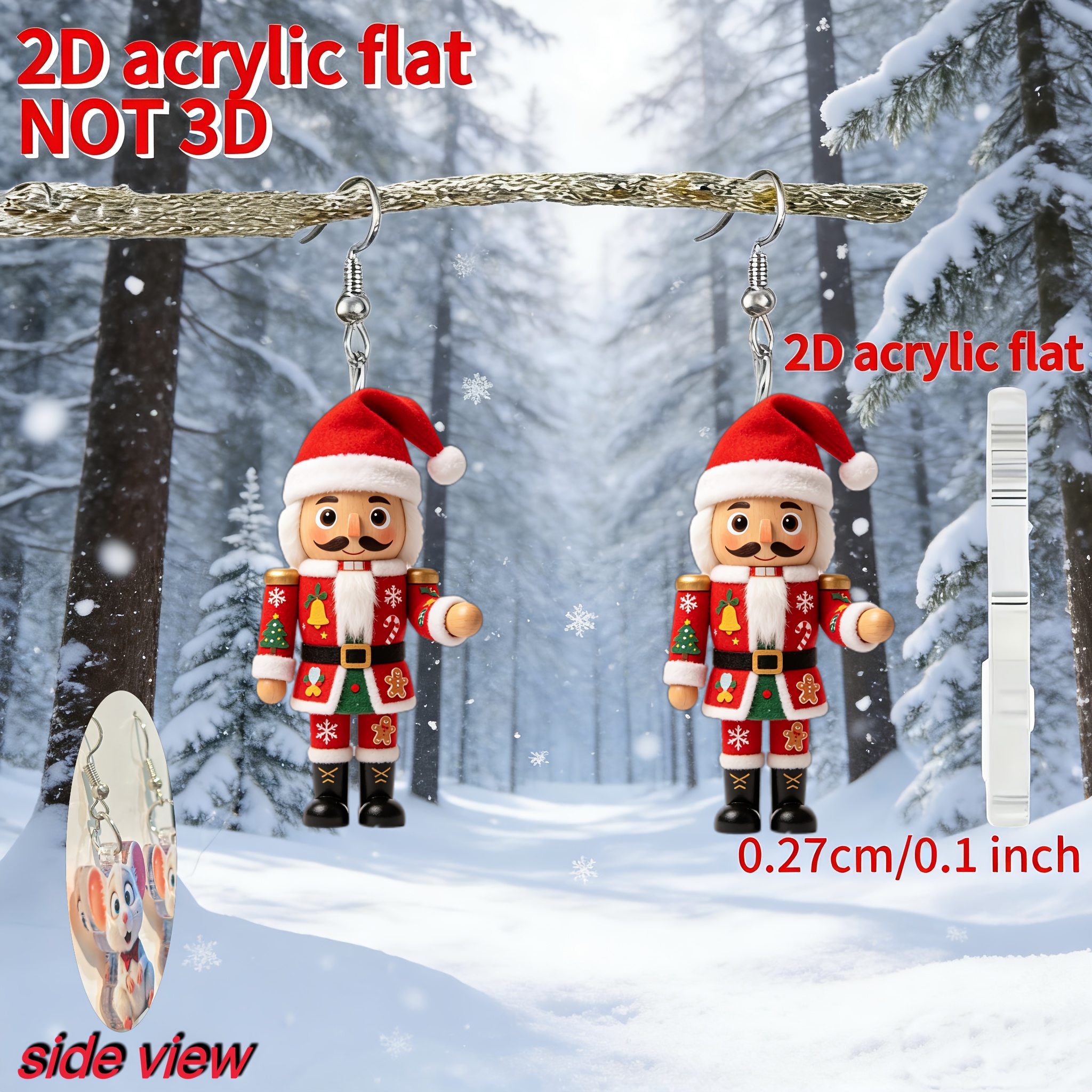 Nutcracker Acrylic Pendant Earrings for Christmas