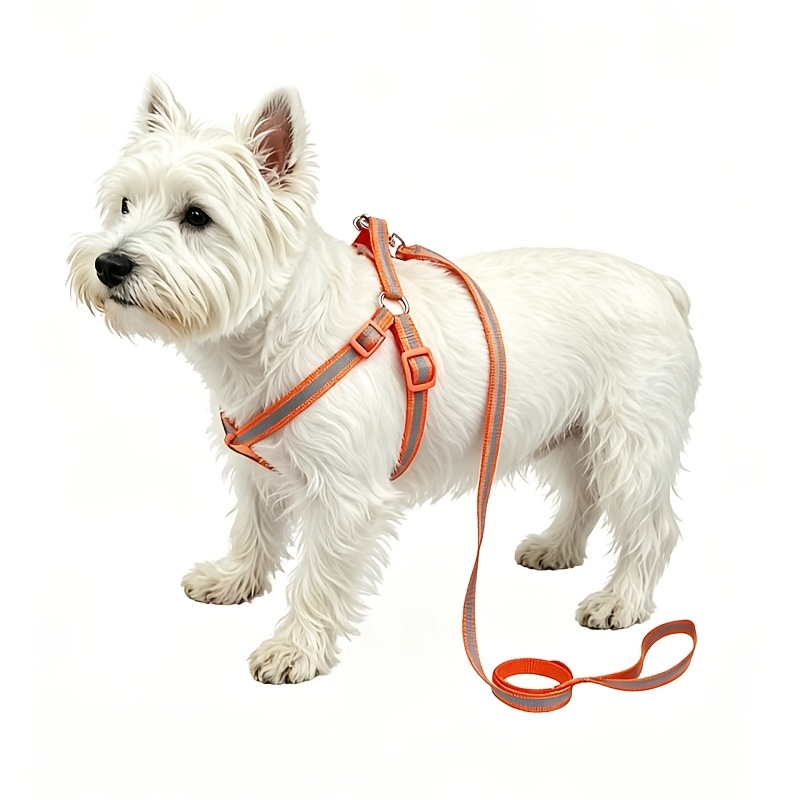 2pcs Pet Reflective Harness and Leash Set, Adjustable