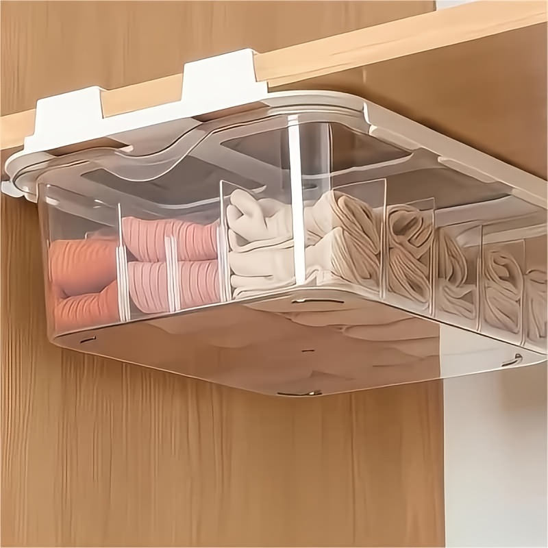 Underwear Storage Box Wall Mounted Panties Socks Organizer 6 Cells Clear  Wardrobe Detachable Storage Box