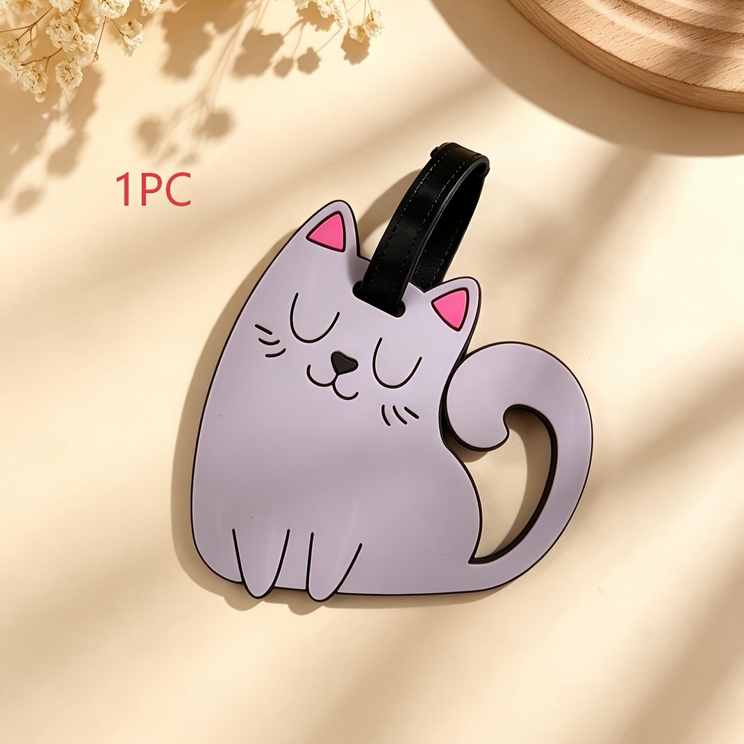 Macaron Solid Colour Cat PVC Travel Luggage Tag