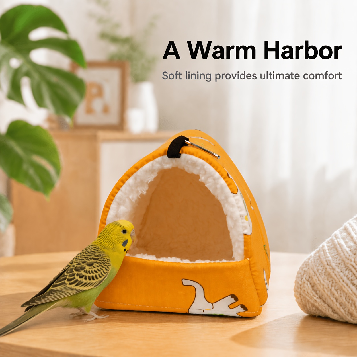 TEMU Parrot Bird Hammock Tent & Suitable For Budgies, Cockatiels, Lovebirds, Conures - Soft Plush Hanging Hideout Bed With Cozy Sleeping Cave For