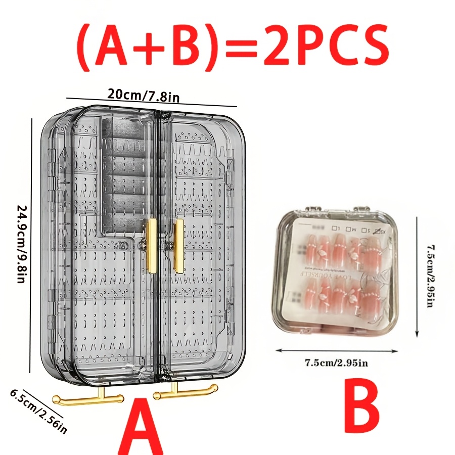 2pcs wall mounted jewelry organizer box large capacity clear plastic storage for earrings necklaces accessories stylish wall decor perfect gift for mother s day or holidays wallmounted organizer transparent storage grid layout storage jewelry box Product details 2
