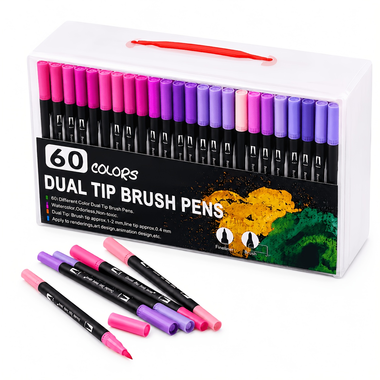 TEMU 60er Set professionelle Aquarellstifte mit doppelter Spitze - Ein lebendiges Farbset für Graffiti, Skizzieren und Basteln | 60 helle Farben,
