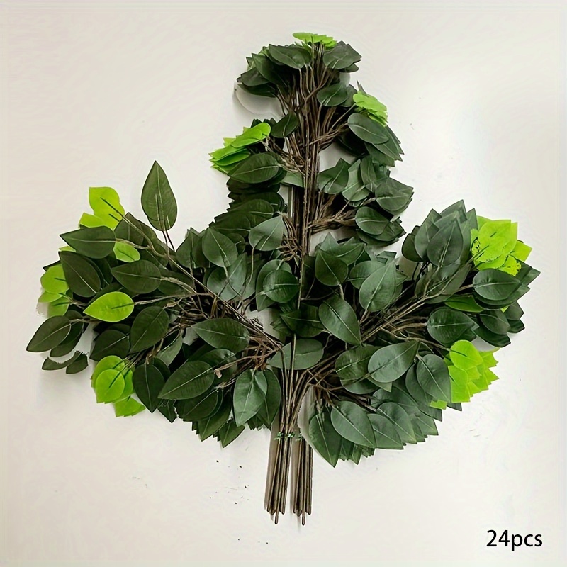 24pcs Of Realistic Tree Leaf Artificial Branches For Wedding Arches, Home Decor - Realistic Green Plant Sprays For Natural Look And
