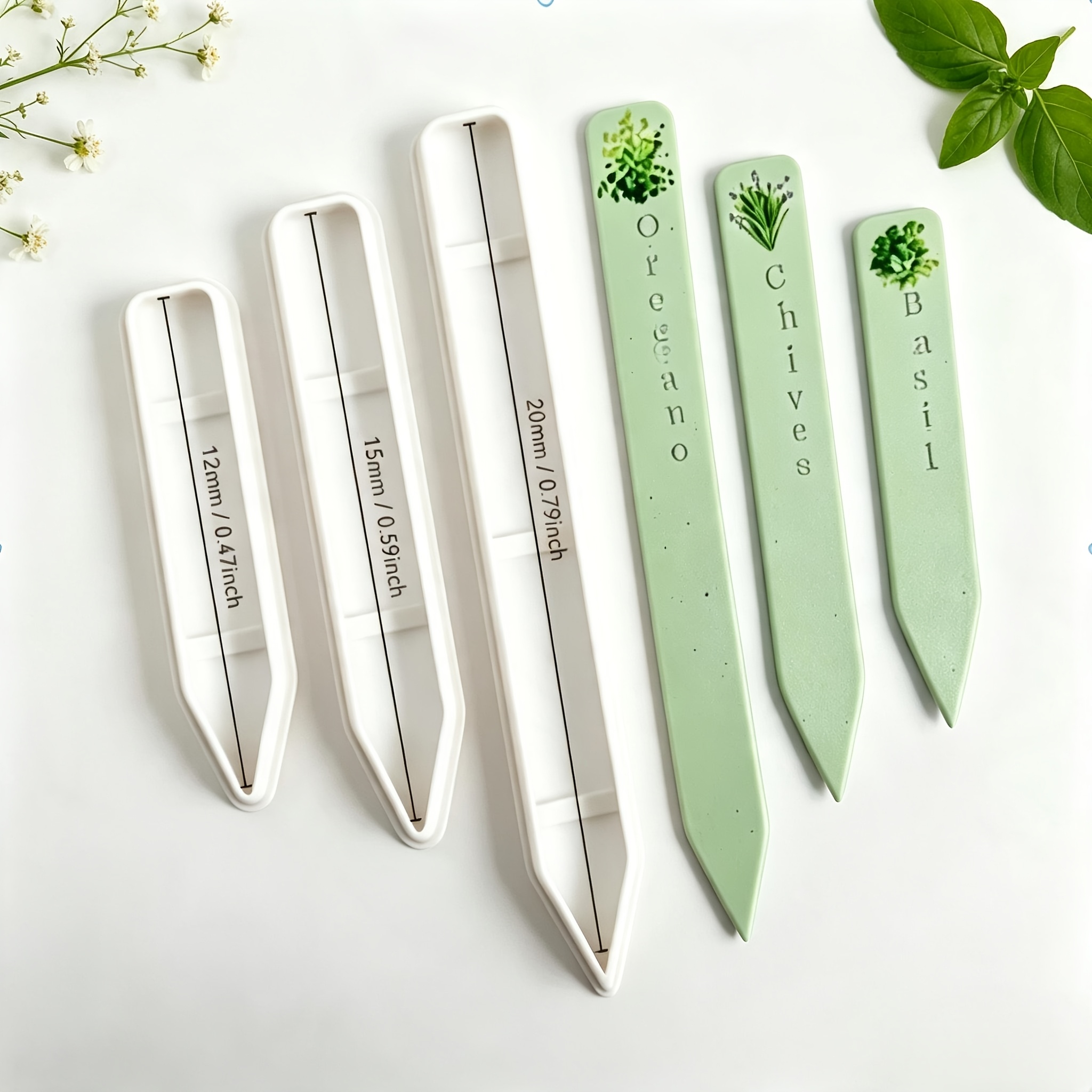TEMU 3pcs 3pcs Marker & Soft Clay Cutting Molds - Plastic Suitable For Polymer Clay, Diy Fruit/vegetable Plant Markers, Cutouts For Jewelry Making,