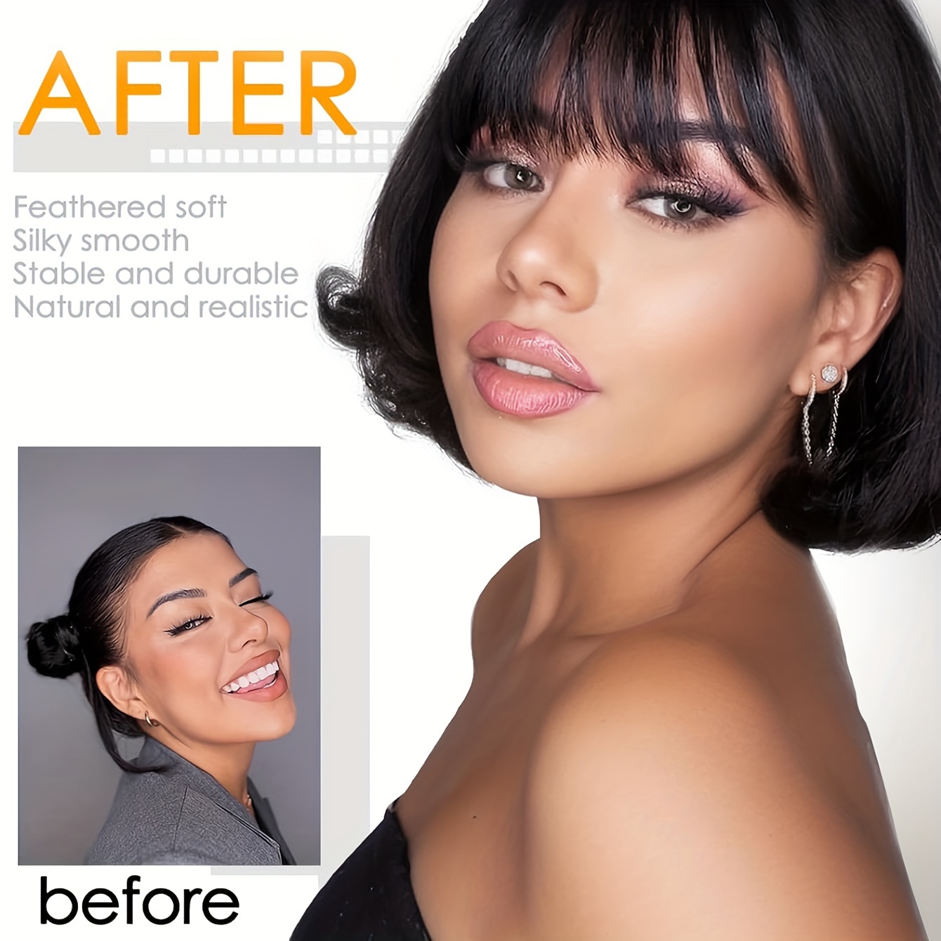 womens straight synthetic clip in hair bangs 6 inch comfortable breathable mesh versatile hairpiece for all   air fringe extension details 2
