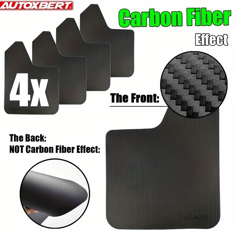 TEMU Autoxbert 4pcs/set Universal Carbon Fiber Effect Mudflaps For Car Pickup Suv Van Truck Mud Flaps Splash Guards Mudguards Dirty Traps