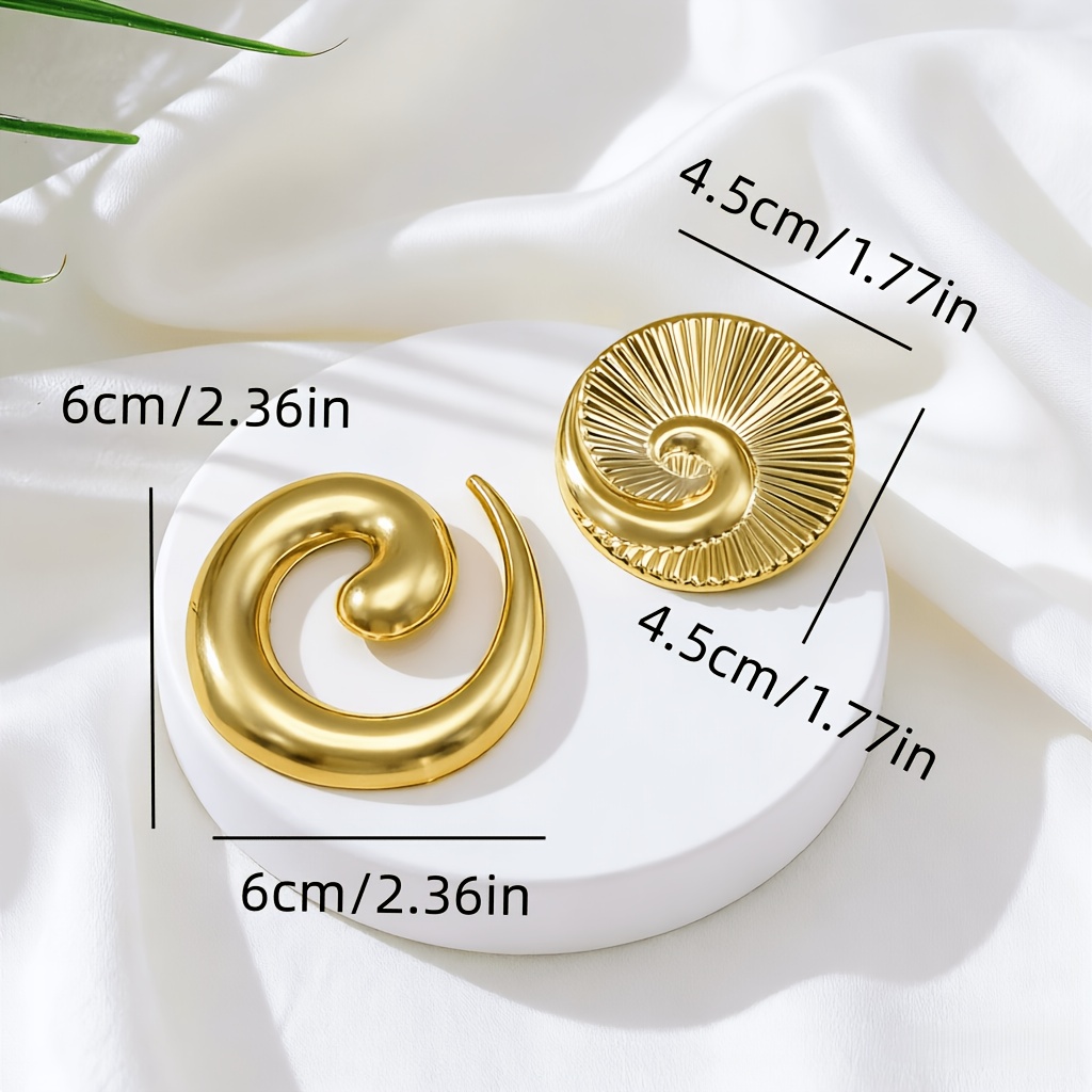 2pcs Spiral Brooch Set, Minimalist Style