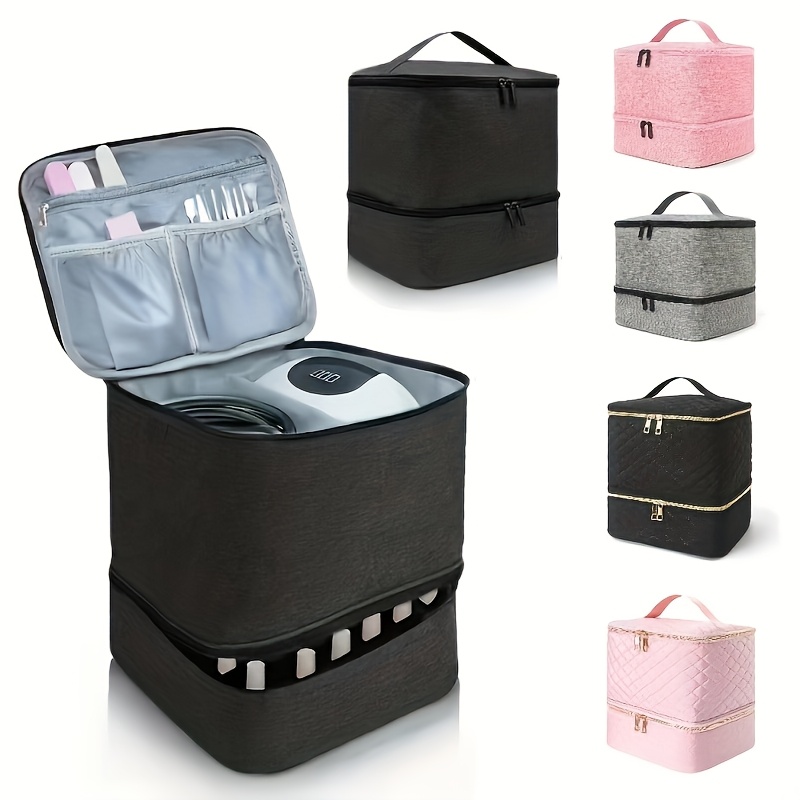 stylish and exquisite double layer makeup bag design   classification management 30 bottles nail polish and manicure tools nail polish storage box storage box suitcase suitable for travel nail   and home manicure   female