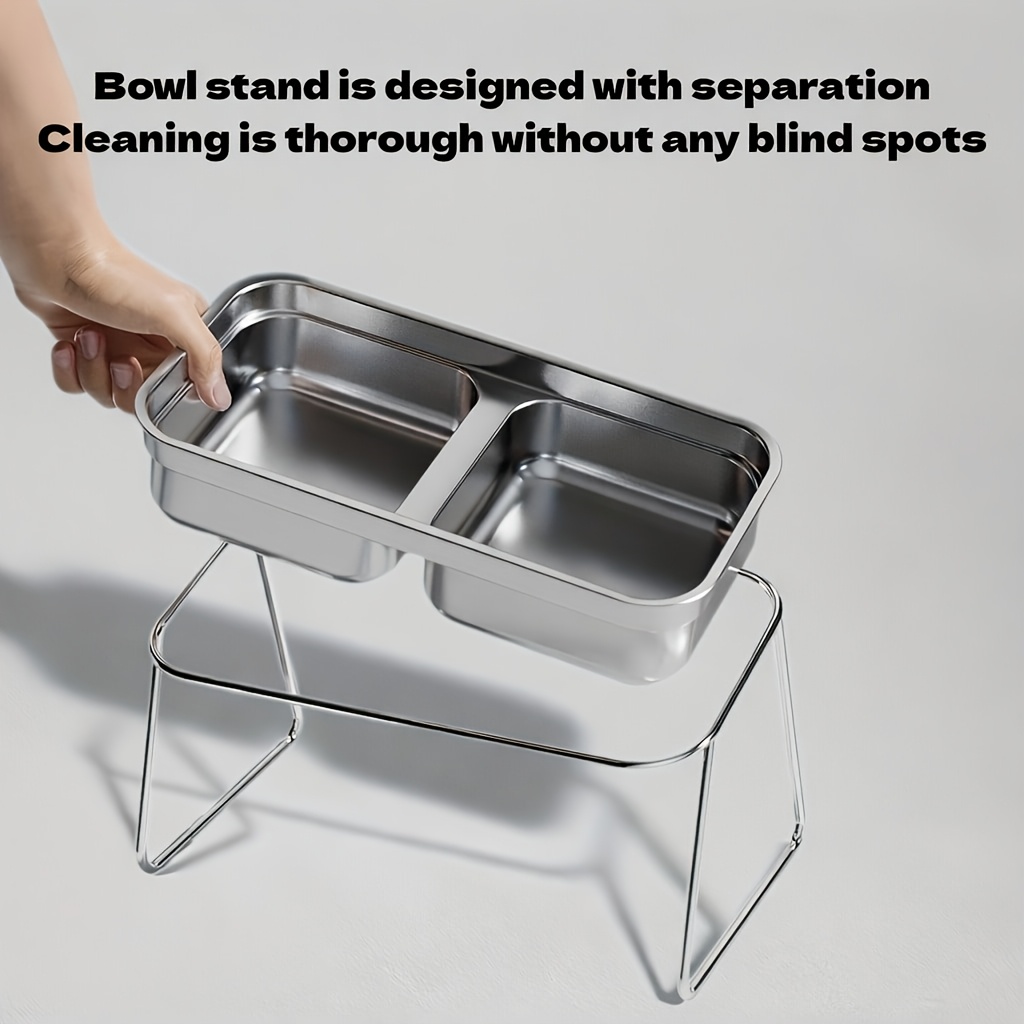 pet stainless steel elevated double bowl with 2pcs stainless steel bowls   tilt design friendly to pets cervical spine meeting dual needs of feeding and drinking detachable design for   anti slip   to prevent   Product details 4