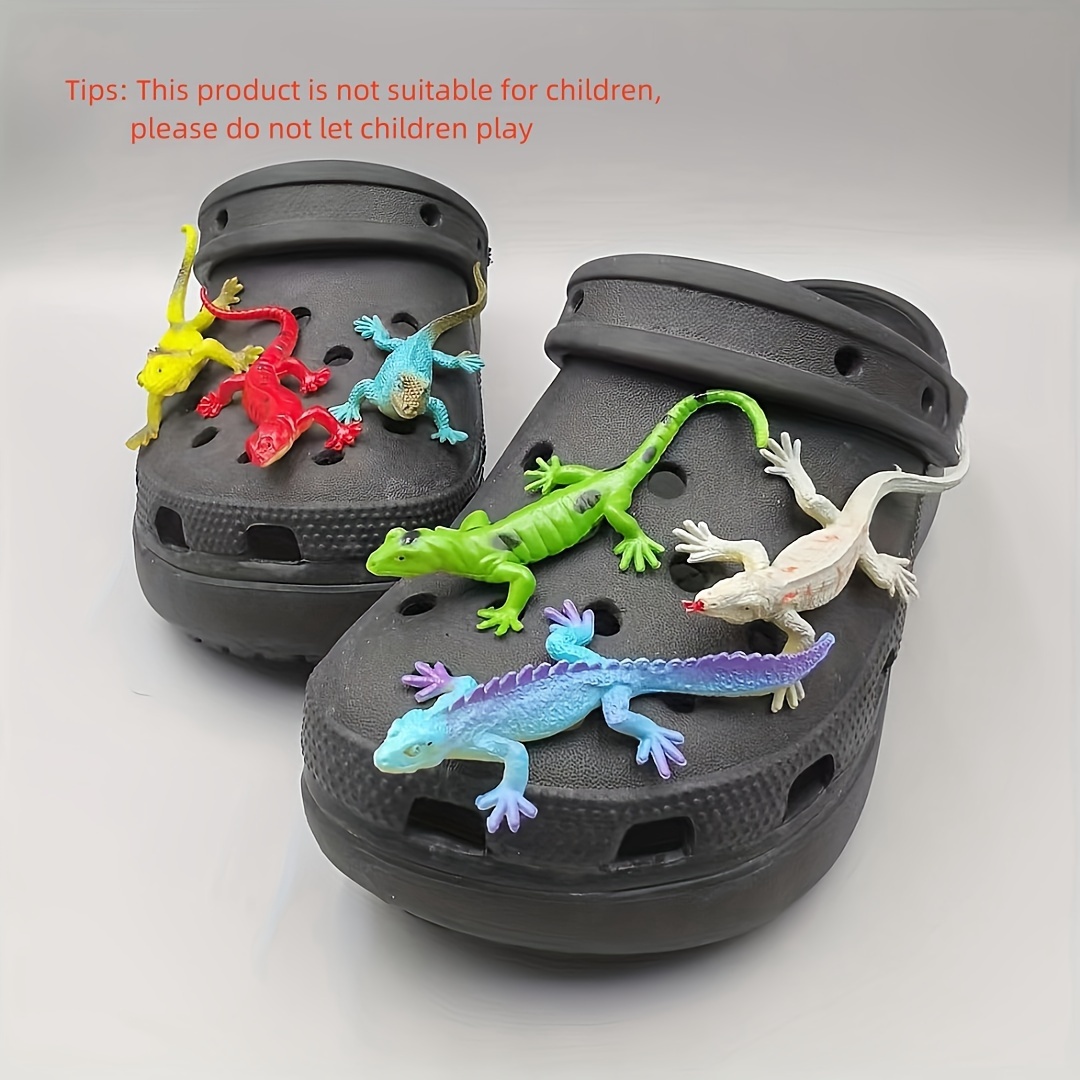 

6pcs/set- Scary Lizard, Fun Prank Reptile Shoe Charms, Shoes Diy Accessories, Shoe Decoration Gift