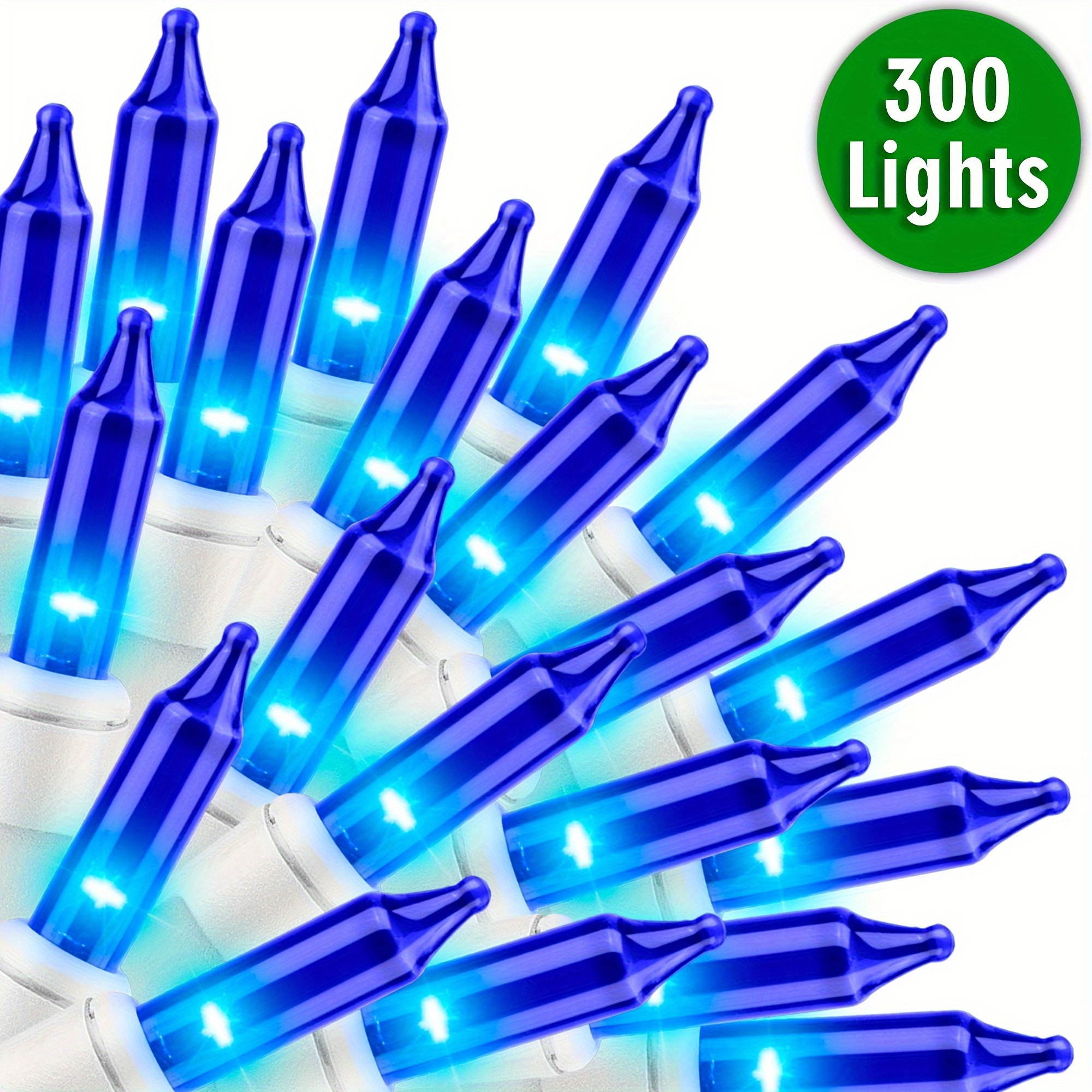 

300 Lights 58.8ft (3pk Of 100l) Extendable Blue Color Christmas Lights Decoration Mini Bulb String Lights Set For Christmas Tree Holiday Party Decor