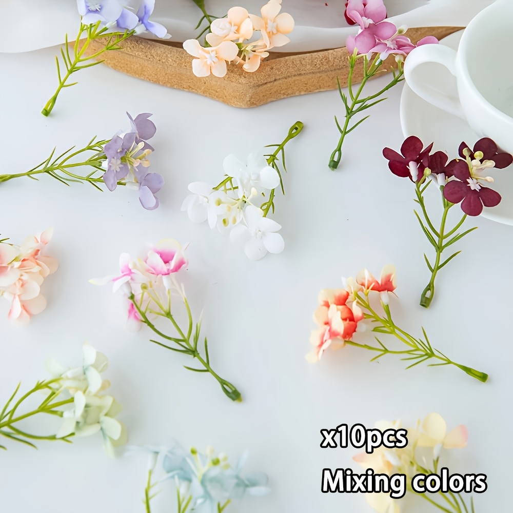 E-shop 10/20/35 Stück künstliche Blumen mit kurzen Stielen, kleine unechte Blüten für Hochzeit und Heimdekoration, ästhetische Kunstblumen für