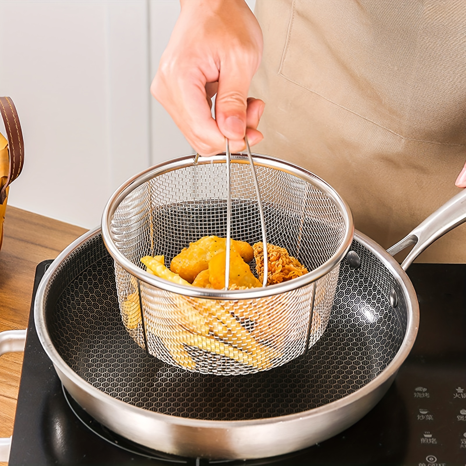 Fryer Basket Foldable Fry/steam Basket Household Fry Basket - Temu Canada