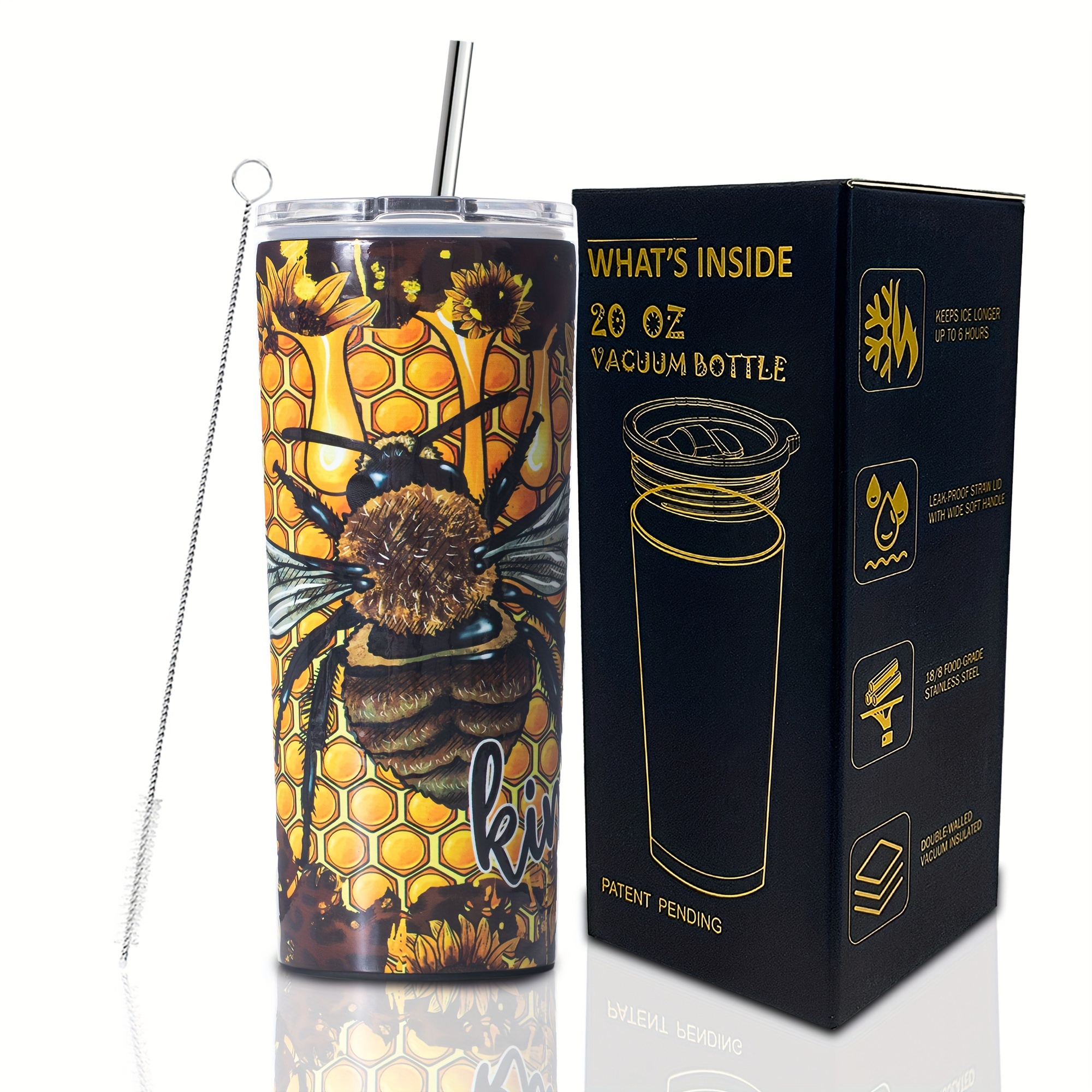 

Boelia 20oz Queen Bee Tumbler Gift For Women Stainless Steel Birthday Gifts For Grils Insulated Cup Funny Gfits For Wife And Mom Coffee Mug Unique Honey Tumbler