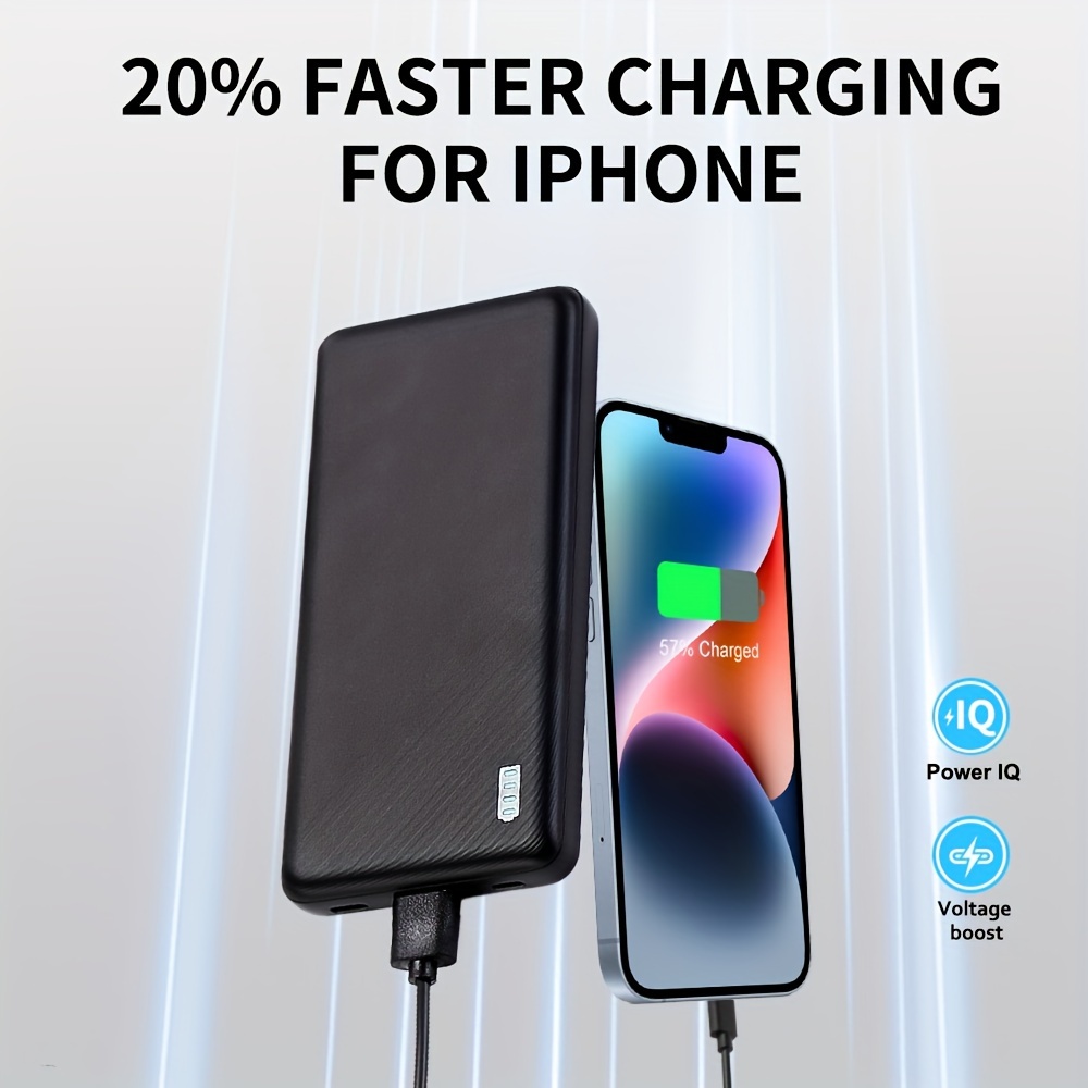 

1pc Flyarrow 10000mah Ultra-thin Power Bank, Usb Type-c & Micro Usb Dual , Usb-a , Fast Charging 5v/2a, Compatible With Iphone, Samsung, Pixel, Ipad & More, Portable & Compact External Battery Pack