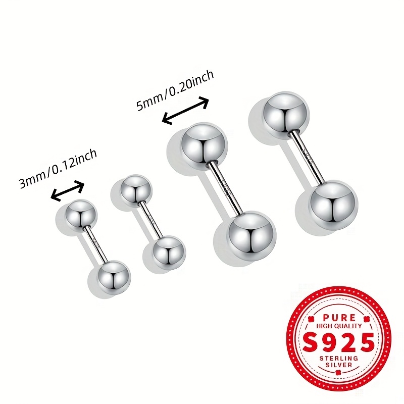 S925 Silver Men's & Women's Double-Headed Bead Earrings