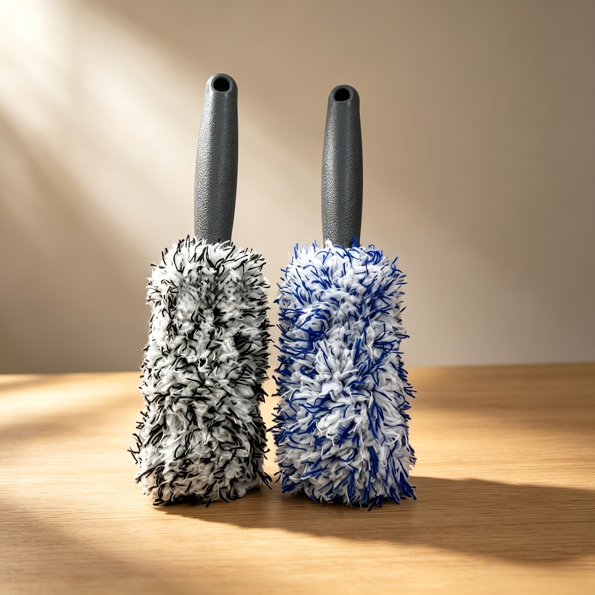 TEMU 2pcs Wheel And Tire Cleaning Brush That Won't Scratch Paint. Ergonomic Anti-slip Handle. Water Absorption Generates Rich Foam For Deep Cleaning