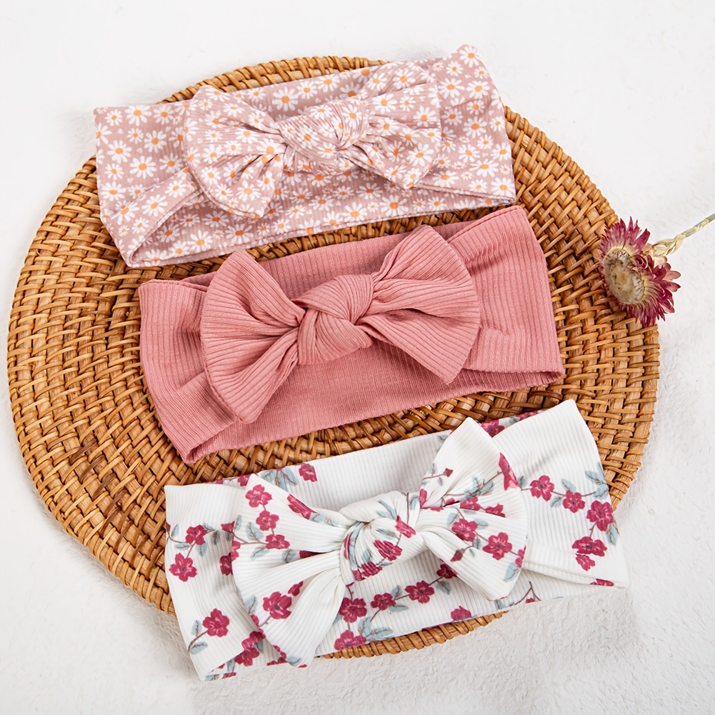 Image of 3pcs, Elastic Headband, Girl Tie Headband With 3 Combinations, Valentine's Day New Year Girls' Printed Decorative Hair Accessory Set