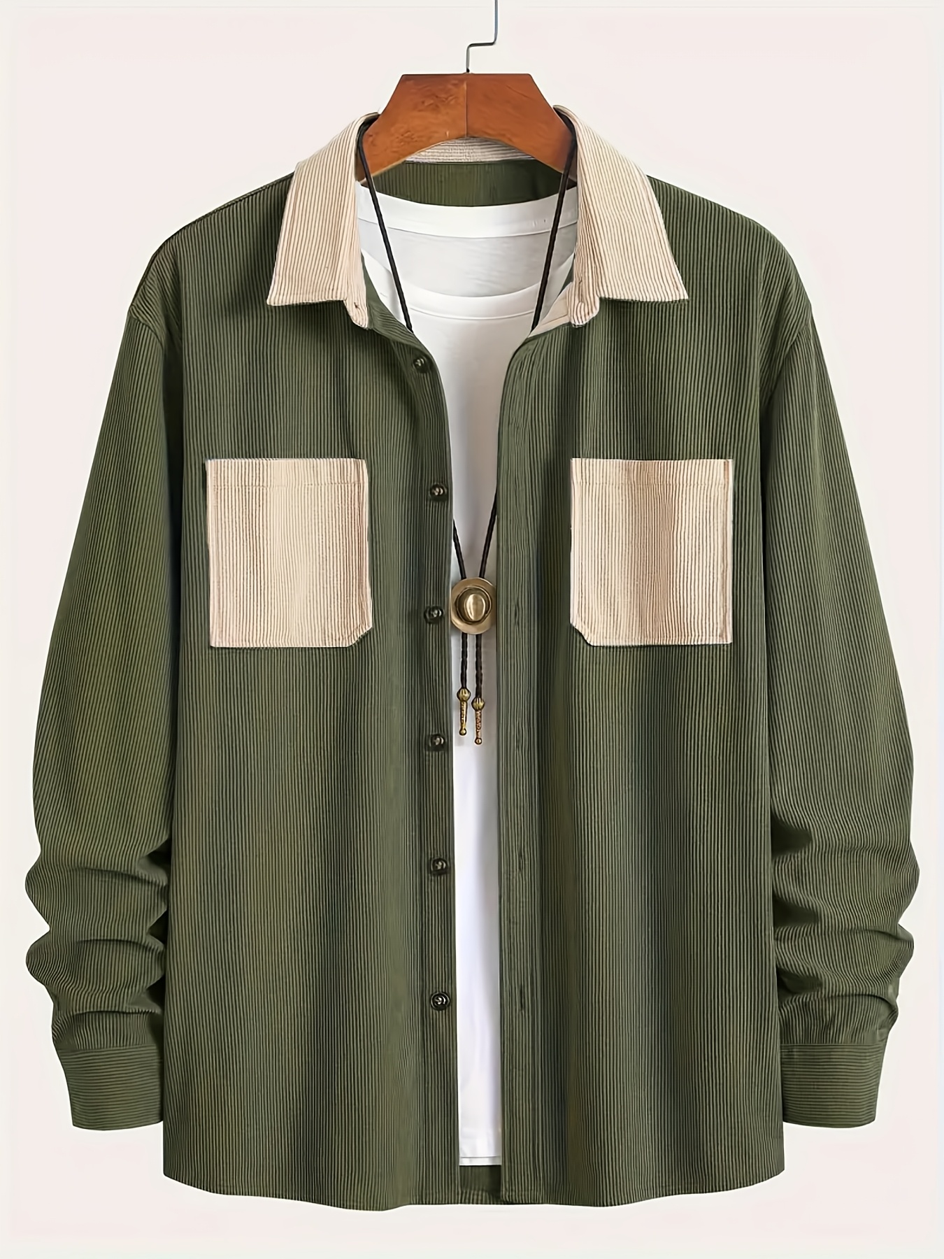 Men's Flannel Shirt - New Autumn/Winter Casual Style with Lapel and Contrast Button Design
