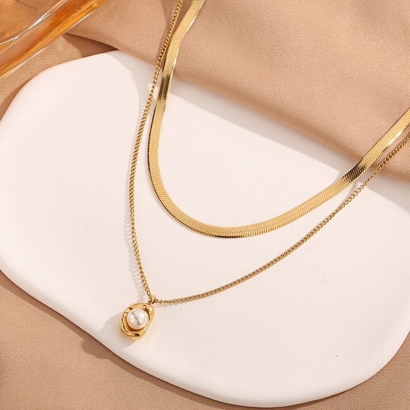 high quality stainless steel golden stacking necklace anti fading simple and elegant suitable for daily wear or party fashionable womens necklace jewelry accessories exquisite gift for women details 3