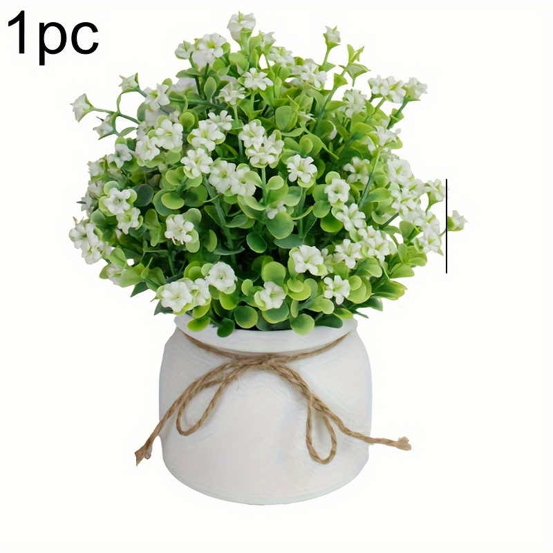 Image of 1pc Artificial Small Flowers Bonsai, White, Pink, Purple, Halloween Decoration Micro Landscaping For Home Decoration, Office Desk, Desk, Window Sill Decoration, Realistic, Natural, And Easy To