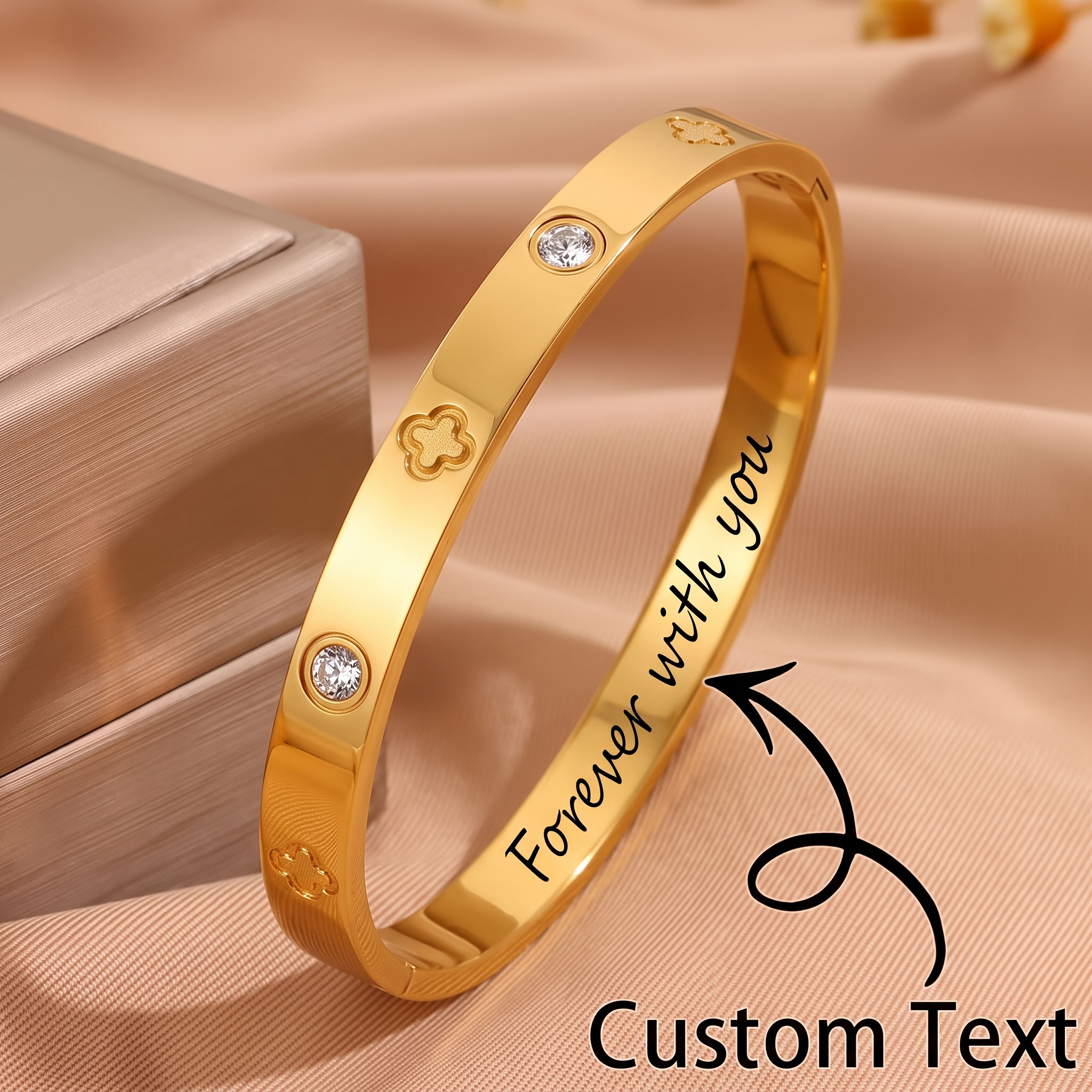 Customized 304L Stainless Steel Four-Leaf Clover Bracelet