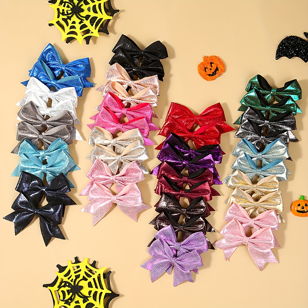 

40pcs Sparkling Boho Bow Hair Clips Set - Y2k Inspired, Mixed Colors, Perfect For Cheerleaders & Parties