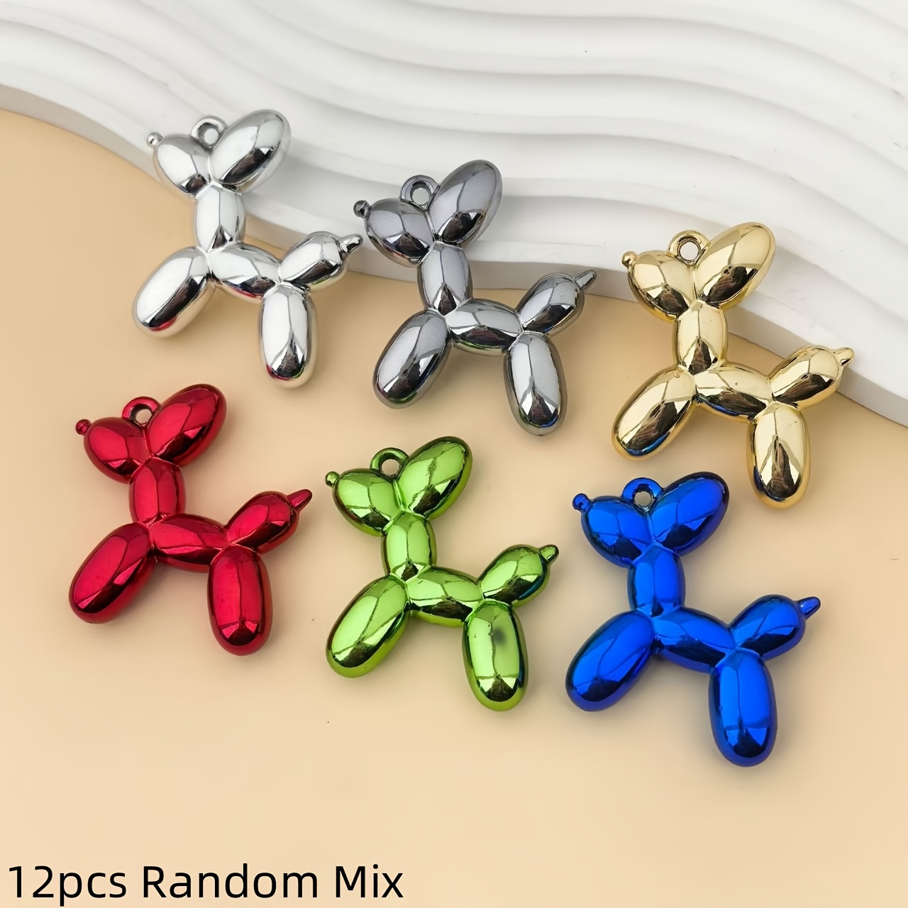 E-shop 12 Stück Neue Acryl Hochwertige Mode Bunte Sprühfarbe Ballon Hund Anhänger, Süße Anhänger Ergänzungen. Geeignet für Schmuck, S, Halsketten,