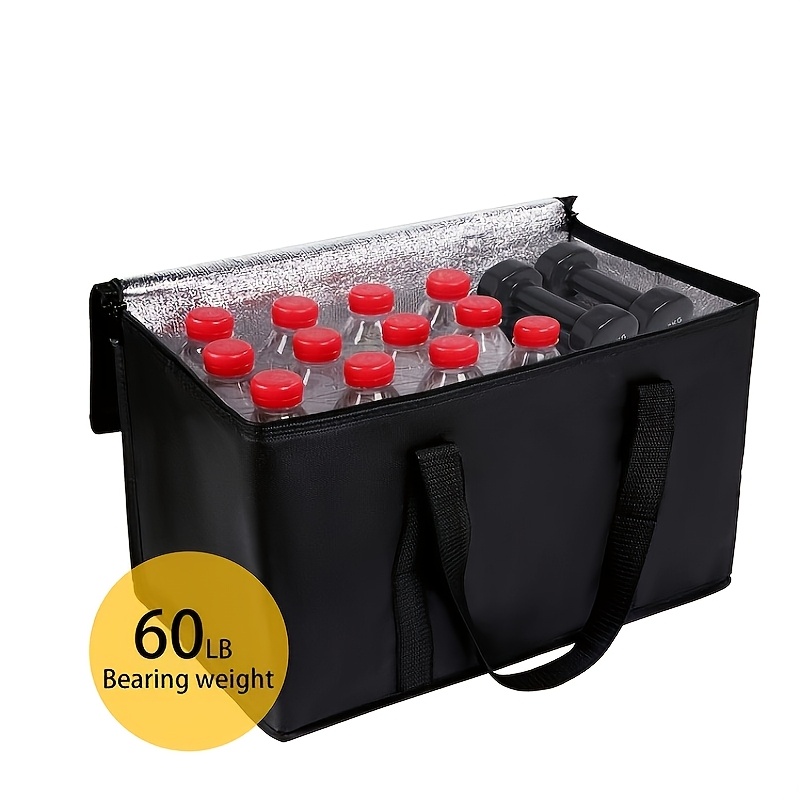 1pc Insulated Bag Bag, Durable Insulated Bag, Multi-compartment Design Portable Cooler Bag For Outdoor Camping, Traveling, Reusable Supermarket Bag, Lightweight And Durable Zipper Pizza Delivery Bag.