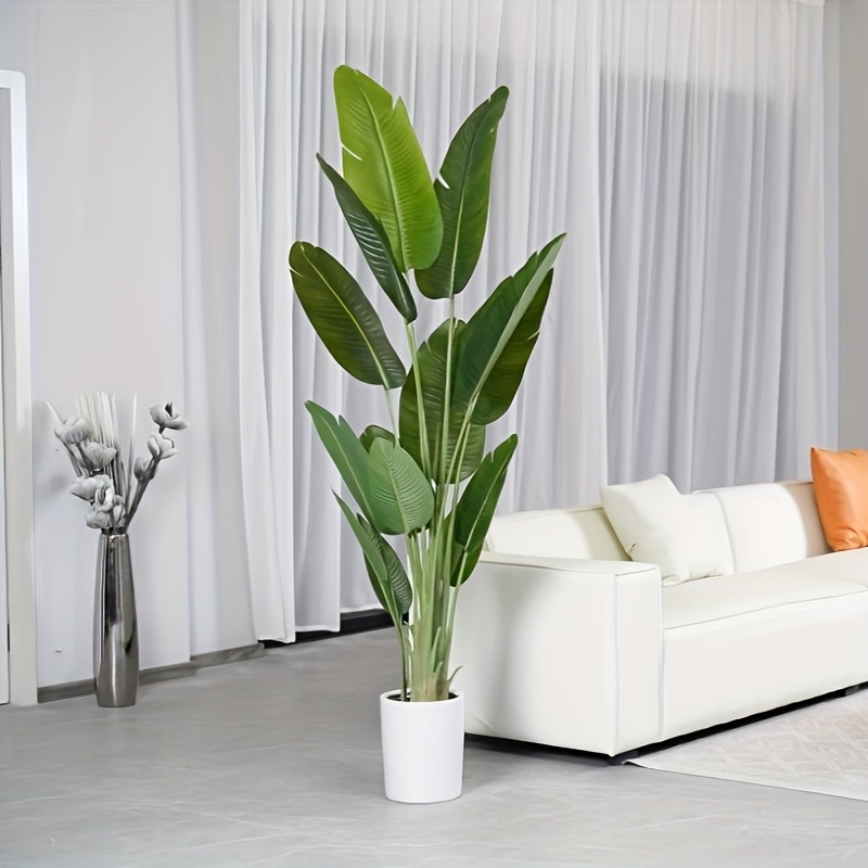 TEMU 5ft/1.6cm Realistic Bird Of Paradise Artificial Palm Trees - Artificial Traveler Plants For Indoor And Outdoor Home, Office And Garden