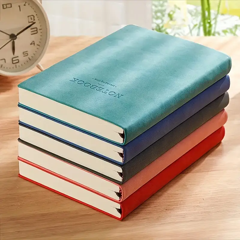 extra thick a5 soft leather notebook with bookmark vintage grid pages durable cover for business meetings and academic use professional writing grid diary flexible notebook notebook for work details 4