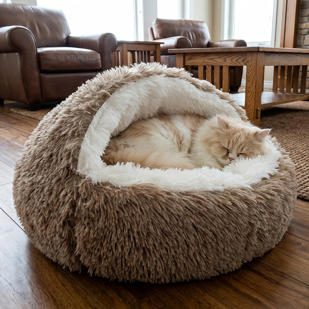 [Version Épaisse Améliorée 2.0] Lit pour Animaux de Compagnie en Forme de Coquille Semi-Fermé Chaud et Confortable pour l'Hiver - Exclusif pour Chiens et Chats, Nid d'Hiver Confortable et Fermé, Fabriqué en PP/Éponge Doux, Convient aux Petits Animaux (Chiens et Chats), Parfait pour Divers Scénarios