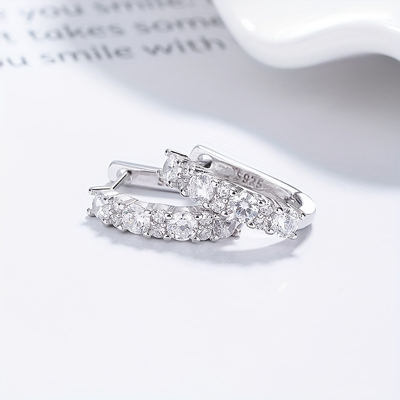 925 sterling silvery moissanite earrings for women with two colors of golden and silvery elegant and   sexy and   sparkling female charm jewelry party banquet mothers day local warehouse with exquisite gift box included Product details 2