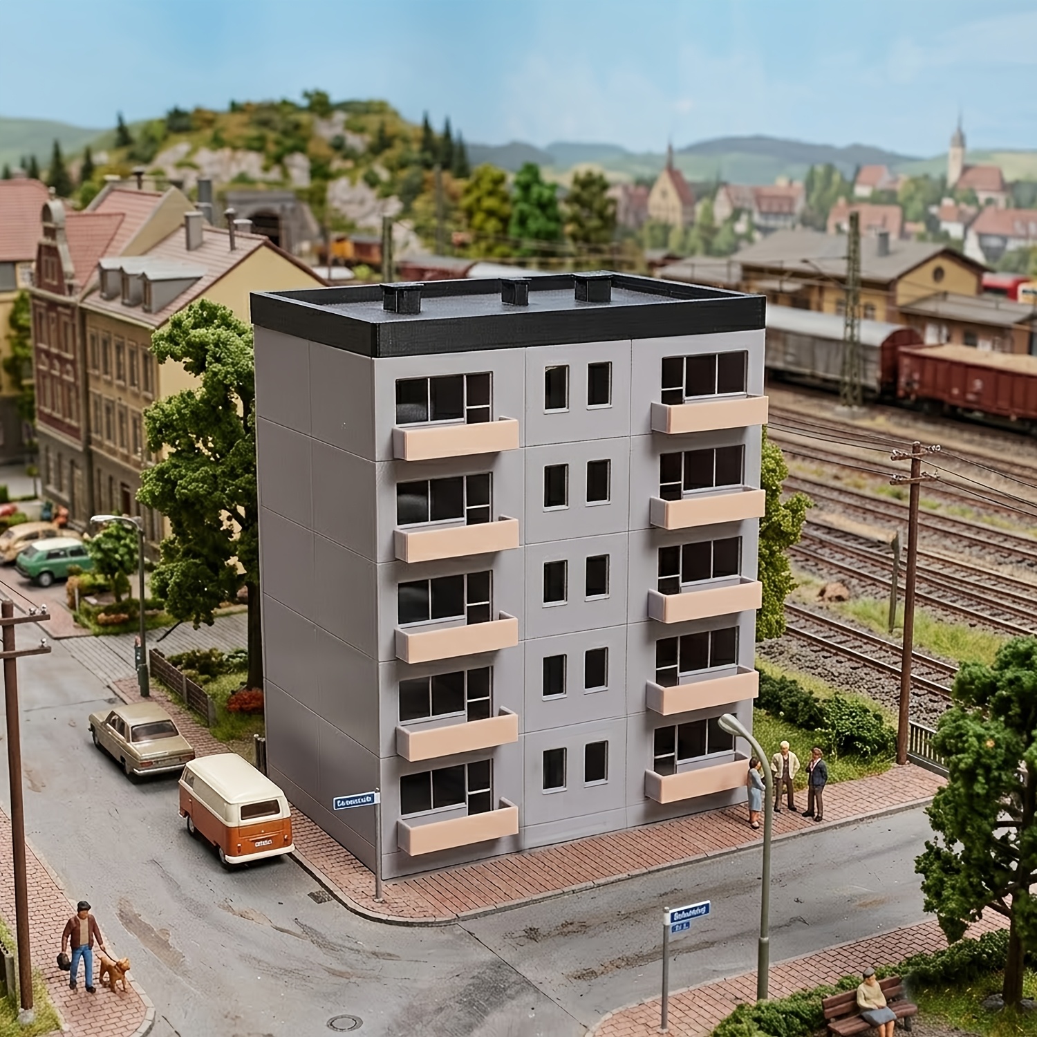 TEMU Kit di moderno a 5 piani in HO 1:87, in miniatura stampato in 3D e di per plastico ferroviario e diorama