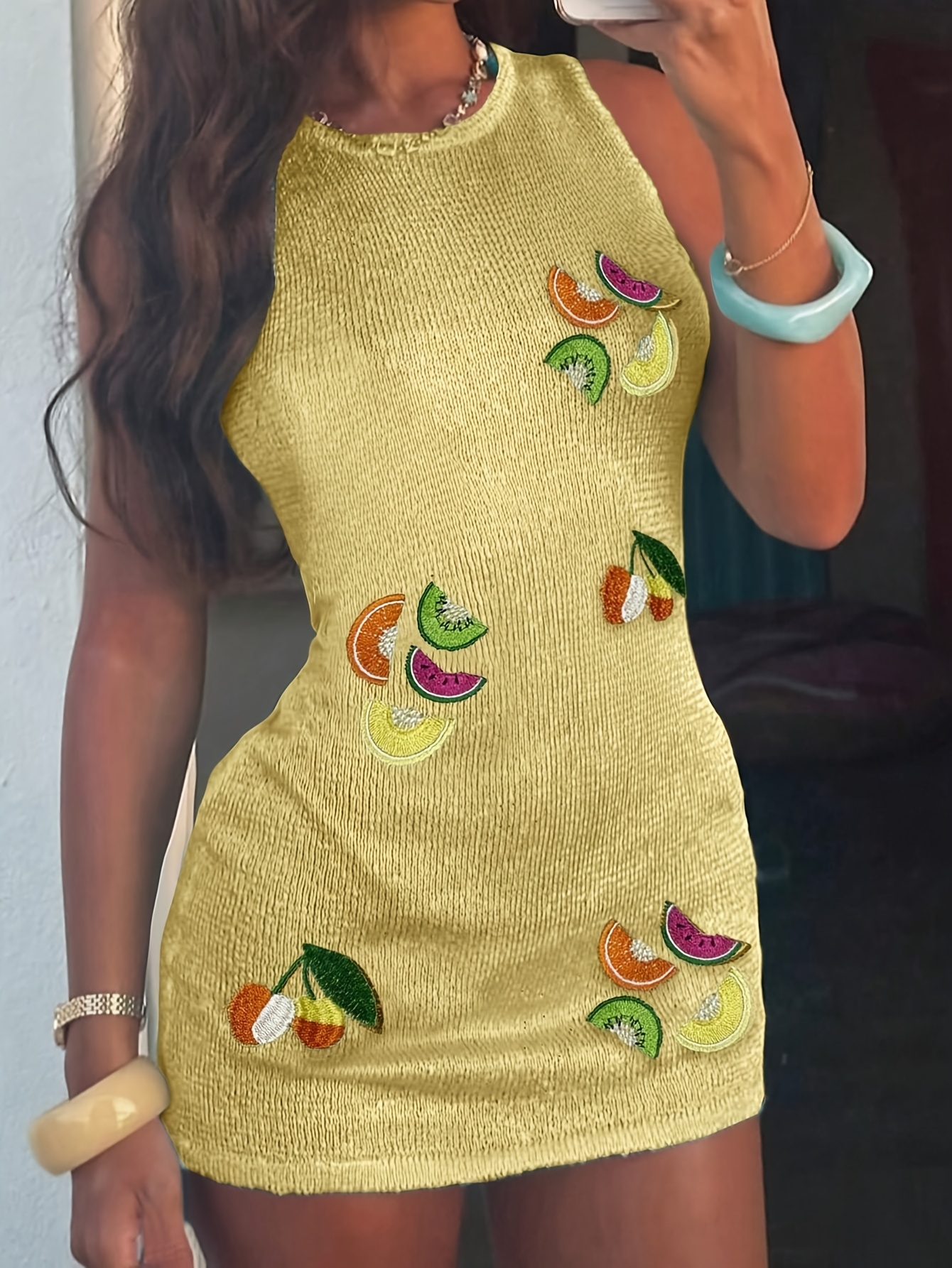 y2k summer fruit embroidered dress sleeveless - Temu Cyprus