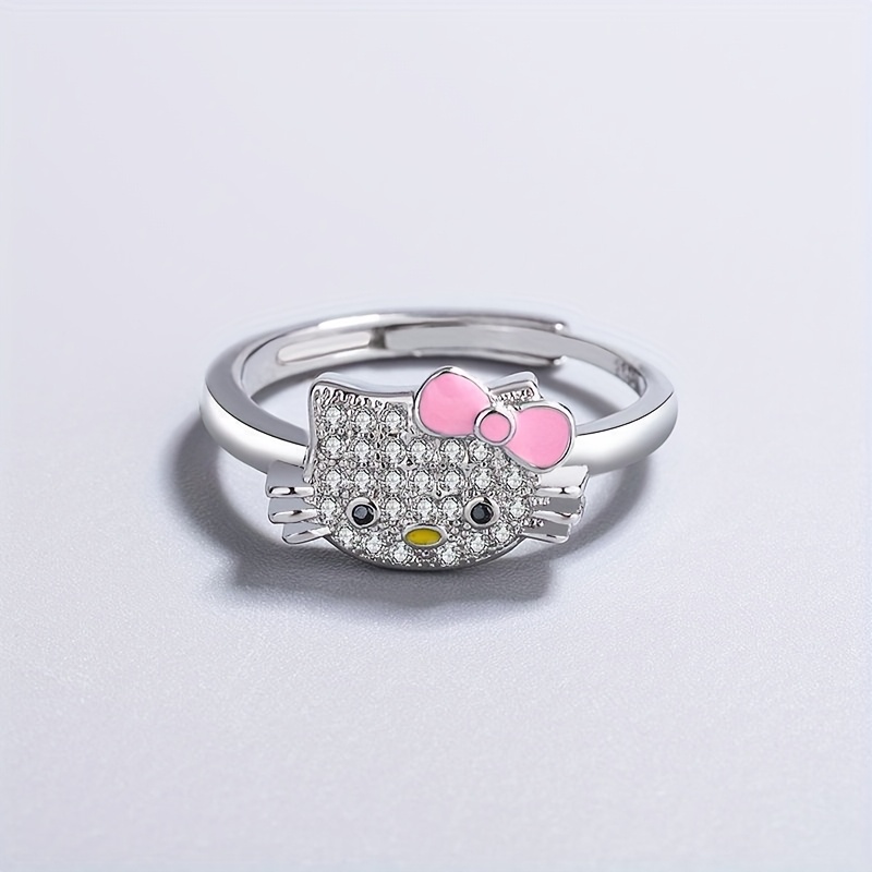 1pc Hello Kitty Ring - Delicate And Versatile Ring for Girls, Sweet Birthday Gifts, Valentine's Day Gifts, Gifts for Friends, Family with Adjustable Rings